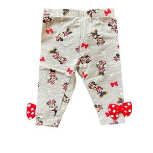 Disney Minnie Mouse Baby Leggings Gray Polka Dot Bow Ankles Size 3 Months